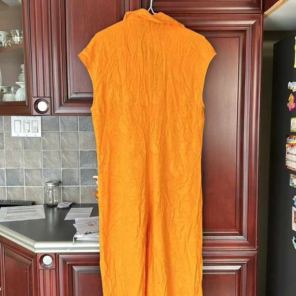ZARA orange jacquard print full length jumpsuit size small - Picture 12 of 13